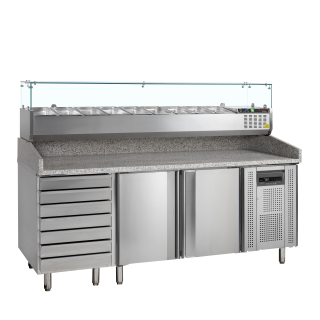 Mesa para pizza, incl. unidad de condimentos PT1310 + GVC38-200