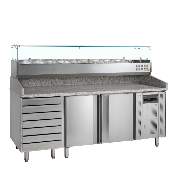 Mesa para pizza, incl. unidad de condimentos PT1310 + GVC38-200