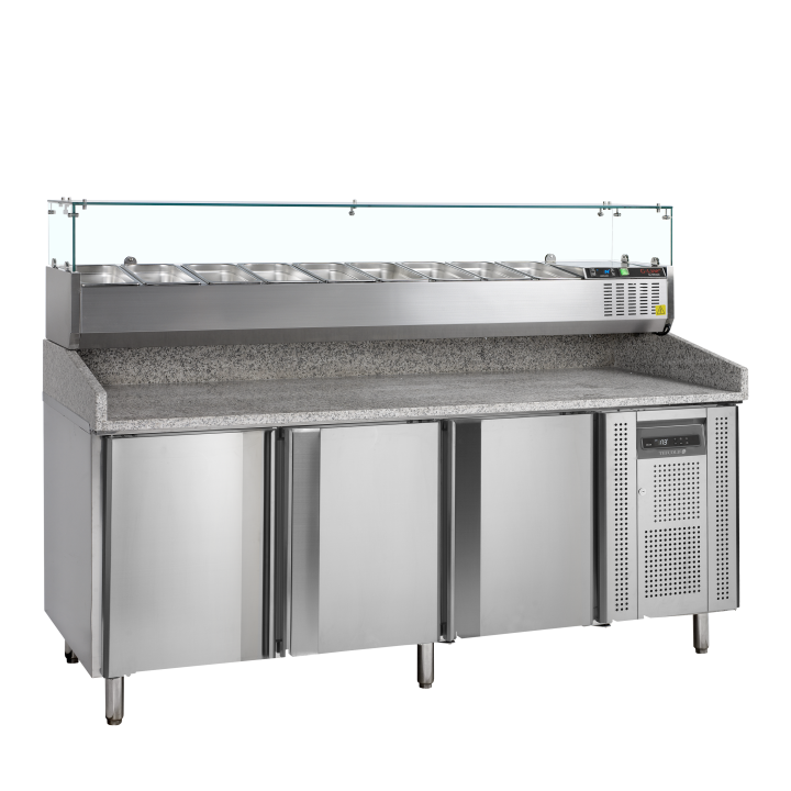 Mesa para pizza, incl. unidad de condimentos PT1300 + GVC38-200