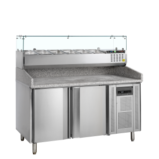 Mesa para pizza, incl. unidad de condimentos PT1200 + GVC38-150