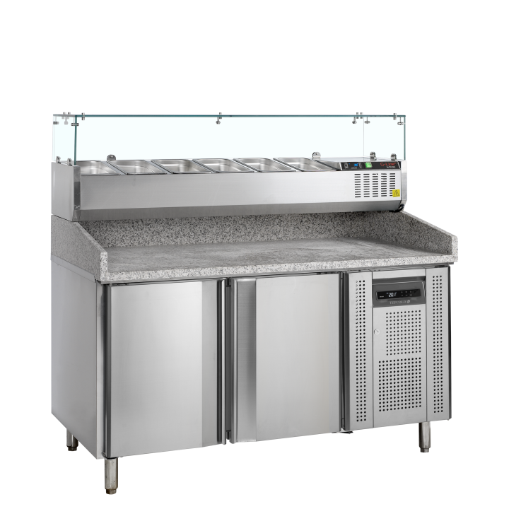 Mesa para pizza, incl. unidad de condimentos PT1200 + GVC38-150